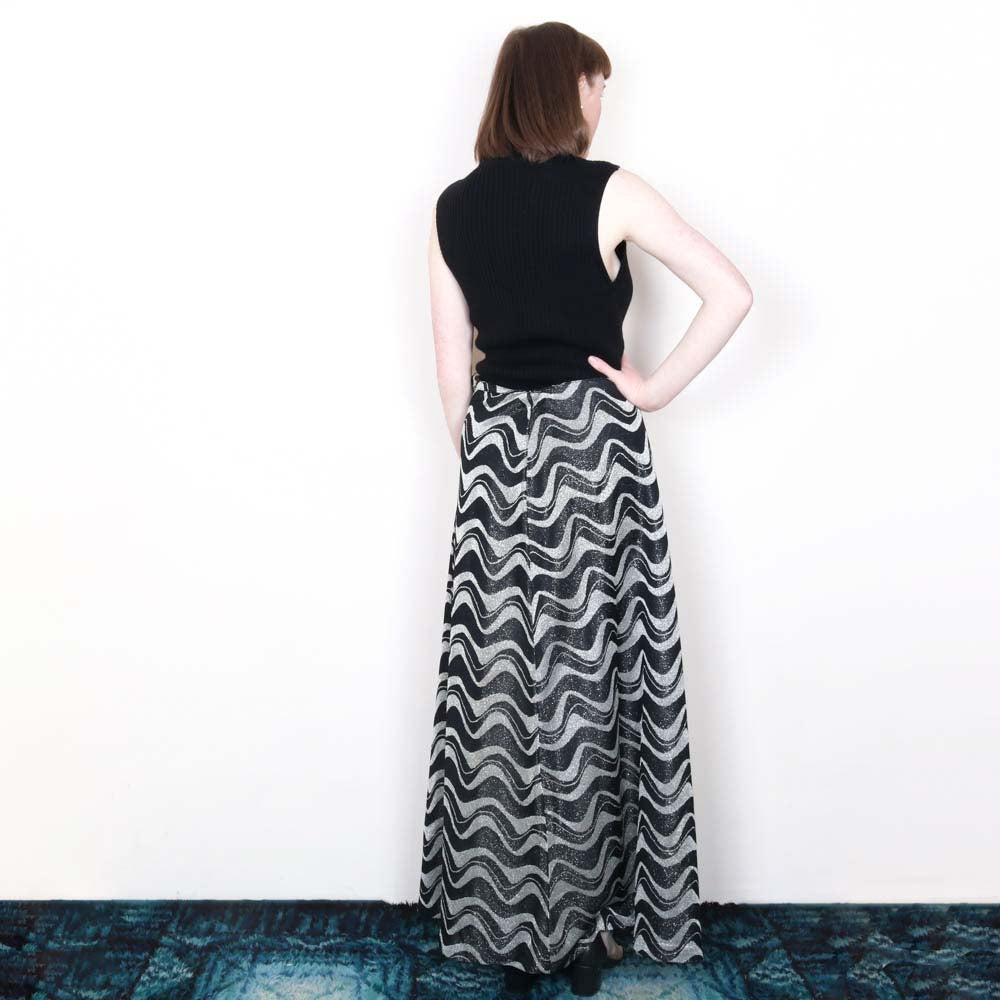 Swirly Patterned Sparkly Disco Skirt 70's Vintage (Waist 30