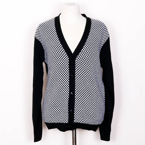 Relco London Checkered Cardigan - Black and White