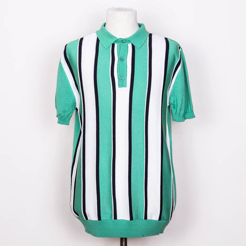 Relco London Knitted Striped Polo - Pistachio