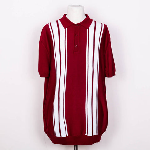 Relco London Knitted Striped Polo - Wine
