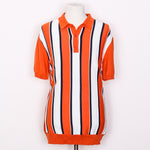 Relco London Knitted Striped Polo - Burnt Orange