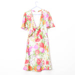Floral Bowcollar Mini Dress - 70's Vintage (Size 8)