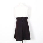 Cream/Brown Crimpelene Short Dress - 70's Vintage (Size 10/12)