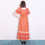 Long Floral Pattern Gypsy Dress - 70's Vintage