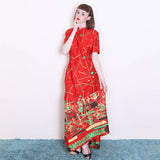 Long Polyester Red Dress - 70's Vintage (Size 8/10)