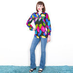 Multi Coloured Patterened Blouse - 70's Vintage (Size 8)