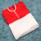 Red/White Vintage Knitted Cycling Jersey (Small)